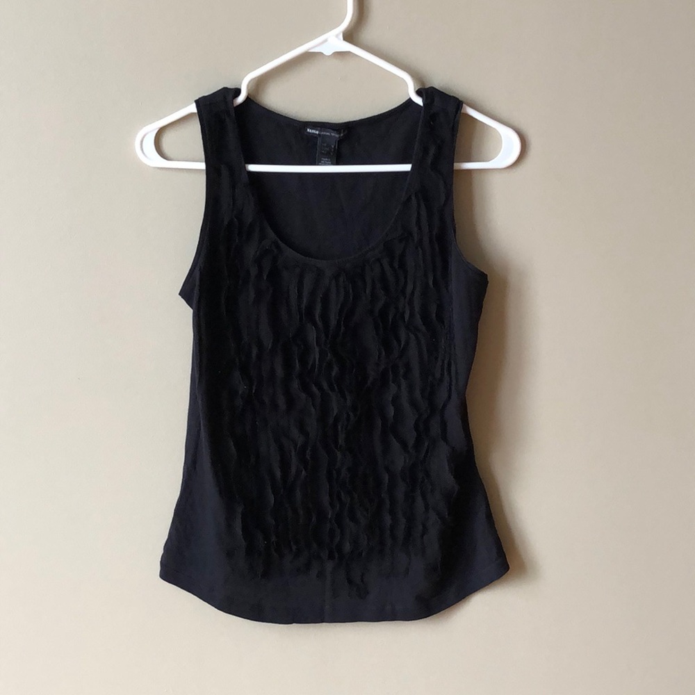 Mango 🌸 Black Tank Top with Ruffle Detail